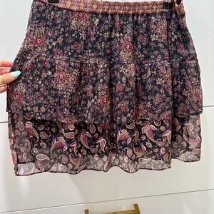 Pink and Black Tiered Mini Skirt with Smocked Waist